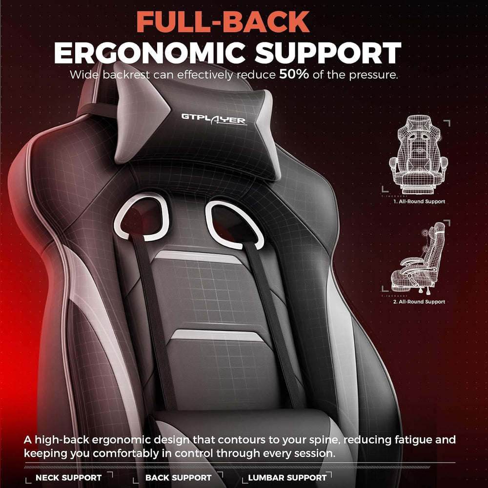 GTPLAYER Gaming Chair for Adults, Big and Tall 350LBS Heavy Duty Office Chair...