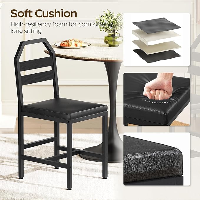 YATINEYDining Chairs, Kitchen Chairs with Back Support, Upholstered Seat and ...