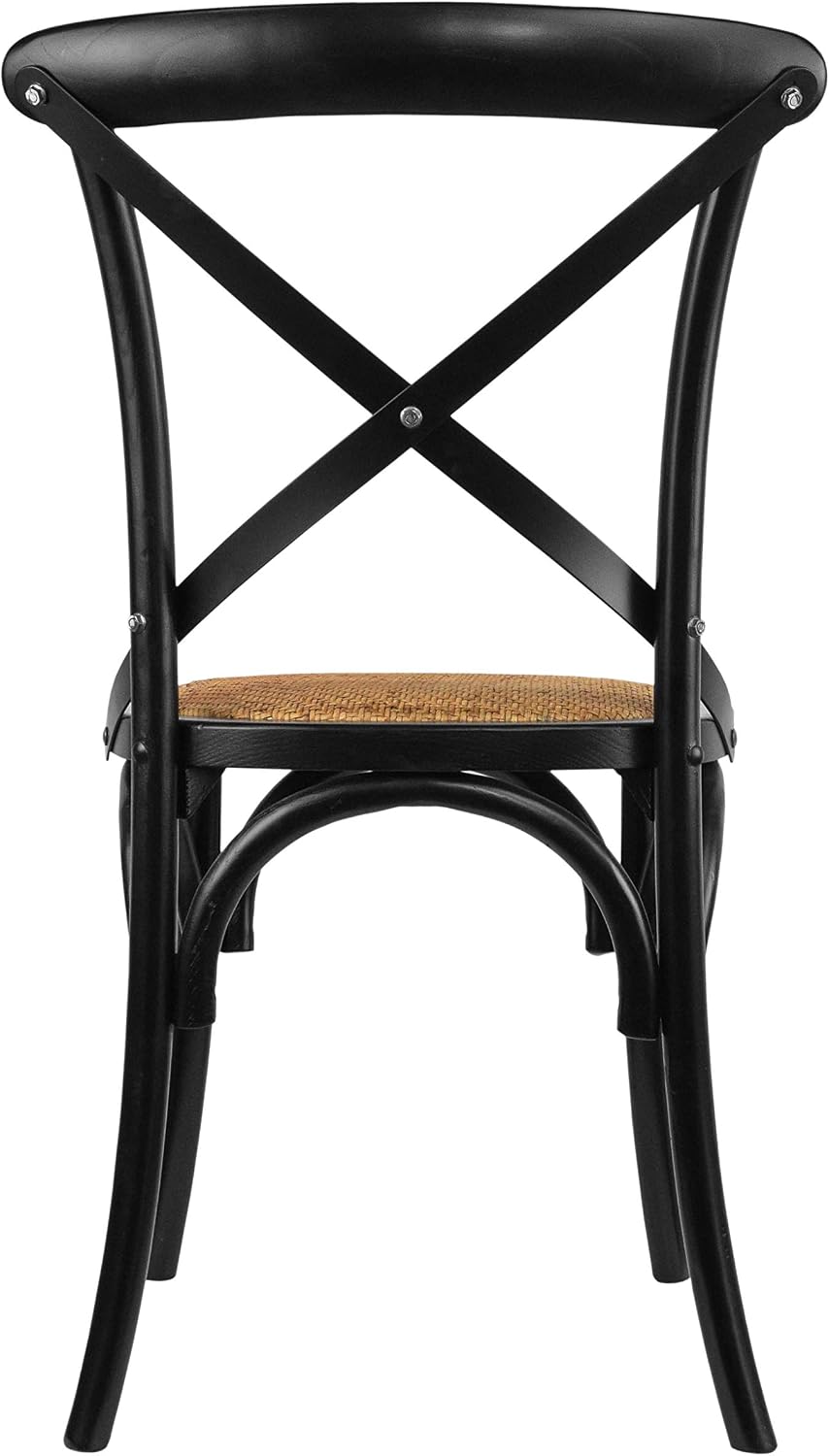 2xhome Wooden X Back Dining Chair | Woven Rattan Seat with Metal Cross Back |...
