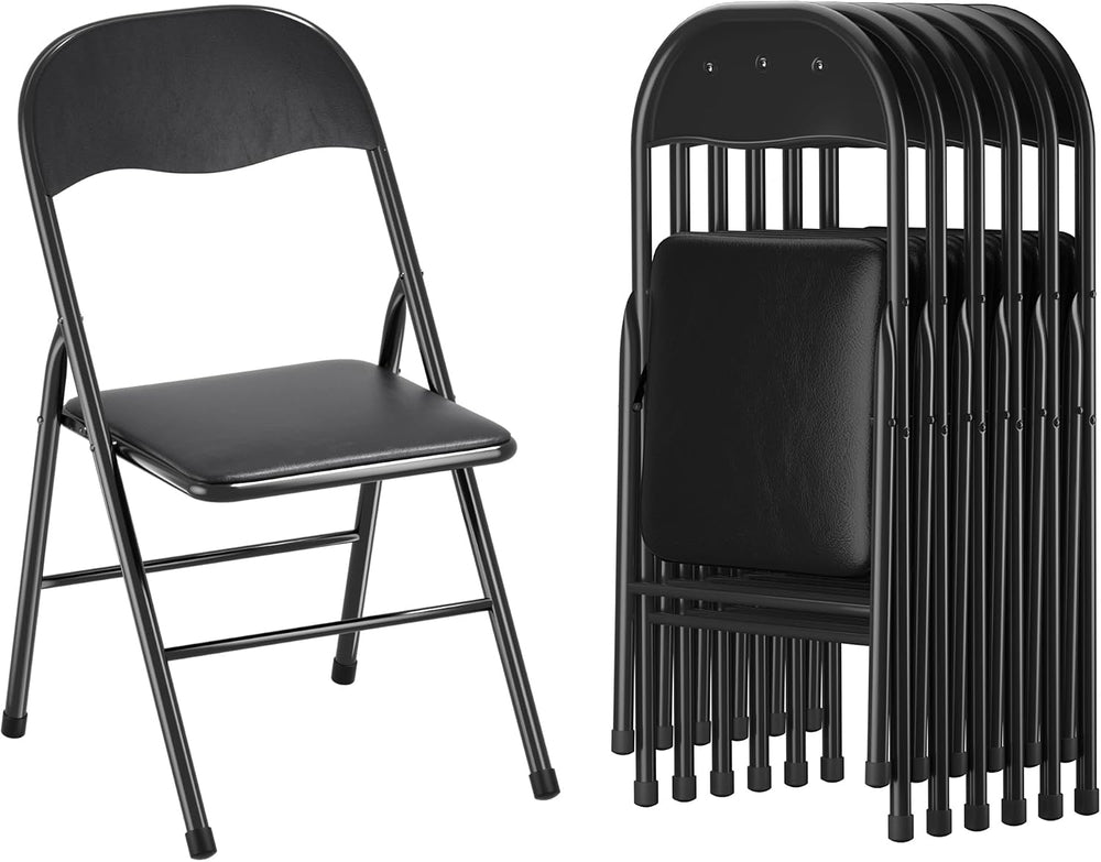 VECELO Folding Chairs Set for Office, Indoor Outdoor, Black