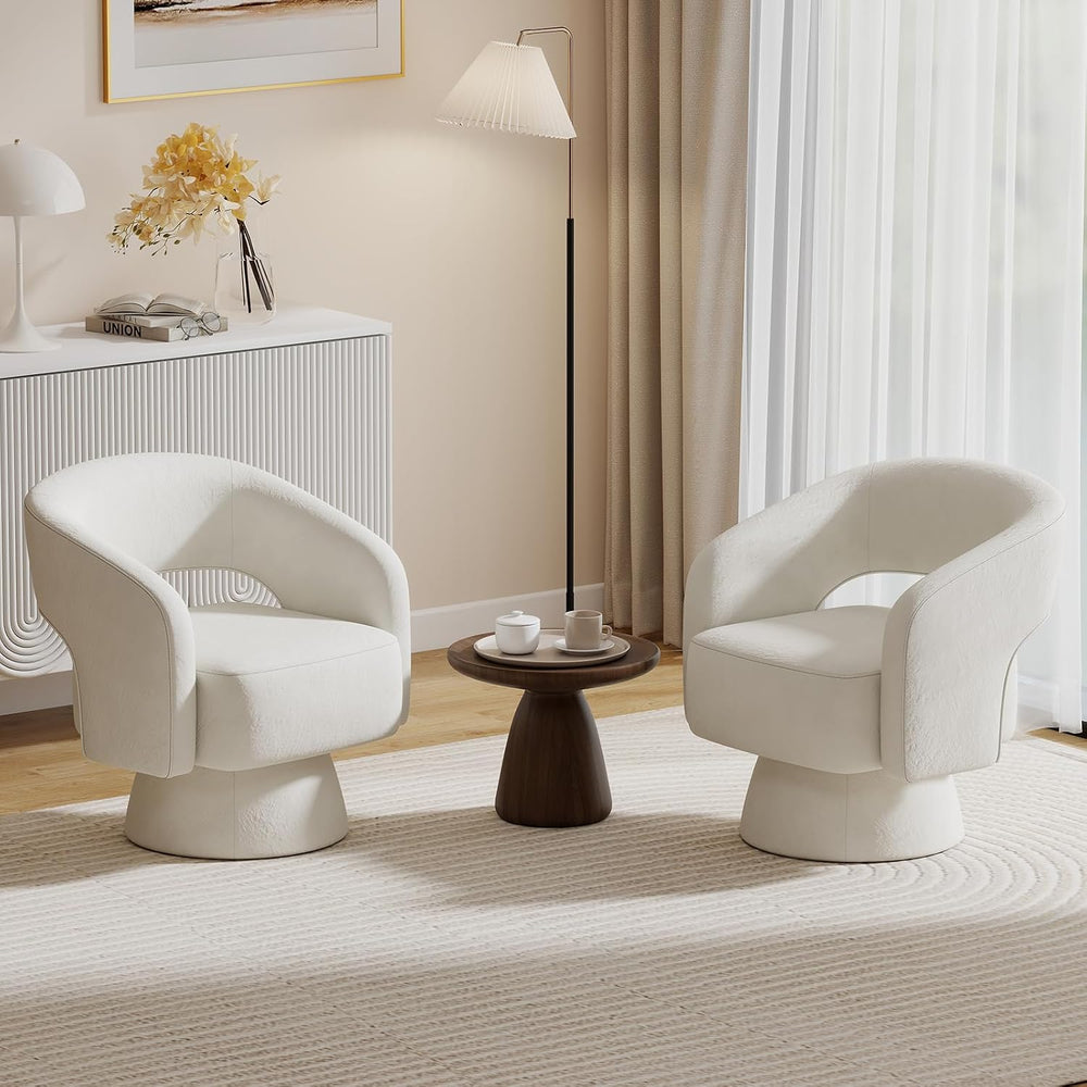 Bonzy Home Swivel Barrel Chair, Set of 2 Velvet Accent Armchair 360 Degree Sw...