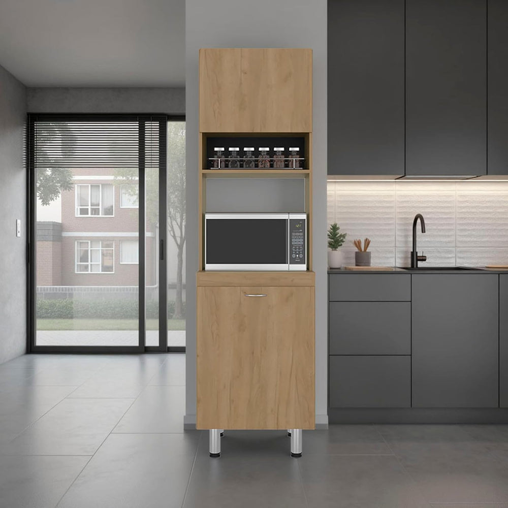 Tuhome Austin Tall Freestanding Kitchen Pantry Cabinet, 76.8" Natural Oa...