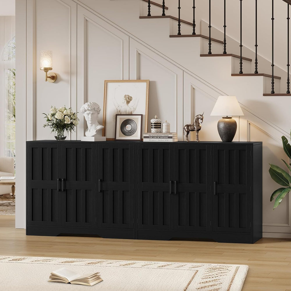 Modern Farmhouse Buffet Cabinet with Storage, 85" Large Sideboard Storag...