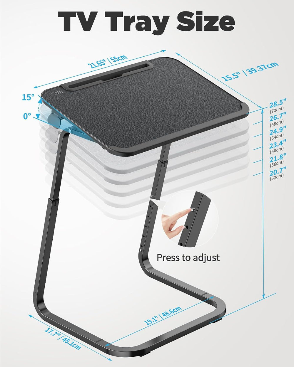 SAIJI Heavy Duty TV Trays Upgraded TV Tables for Eating on Couch | Angle &...