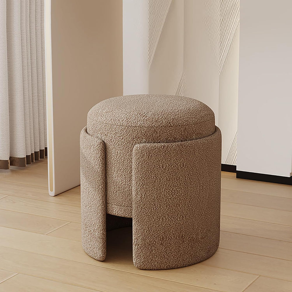 Modern Round Ottoman with Soft Padded Seat, Multifunctional Vanity Chairs for...