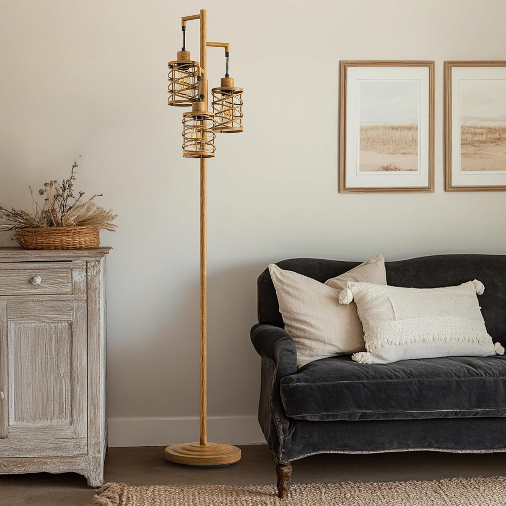 Oneach 70" Industrial Floor Lamp, Stepless Dimmable Standing Lamp with 3...