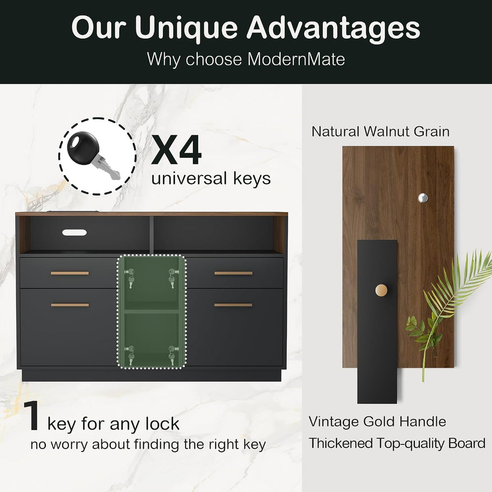 ModernMate 4 Drawer File Cabinet with Lock, Filing Cabinet for Home Office | ...