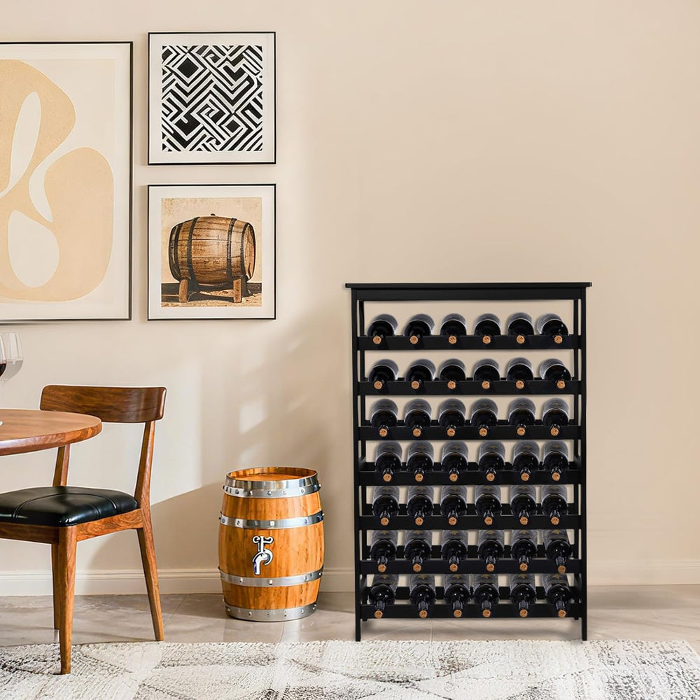 Bamboo Wine Rack Freestanding Floor, 7-Tier 42-Bottle Wine Storage Shelf with...