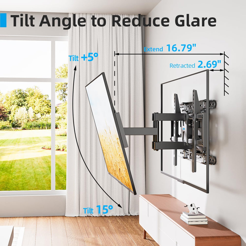 USX STAR Full Motion TV Wall Mount 24 inch Studs for Most 42-86 Inch TVs, Adj...