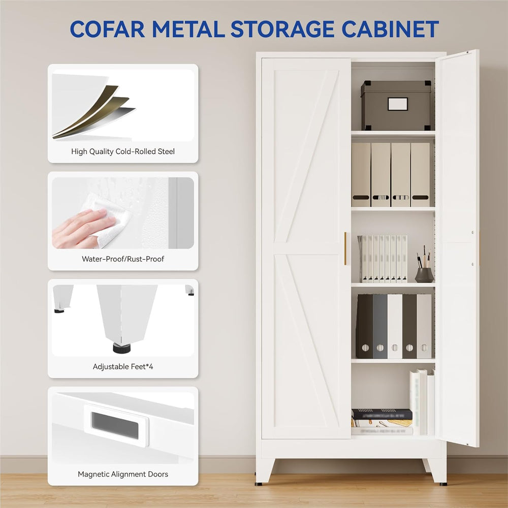 COFaR Metal Pantry Cabinet with Doors, Farmhouse 71'' Tall Storage Ca...