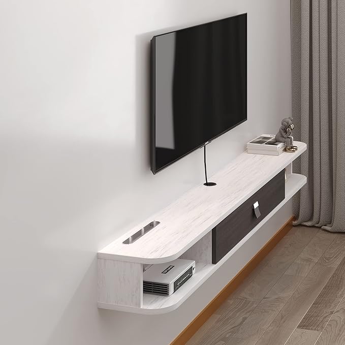 Pmnianhua Floating TV Console,63'' Wall-Mounted Media Console TV Cabi...