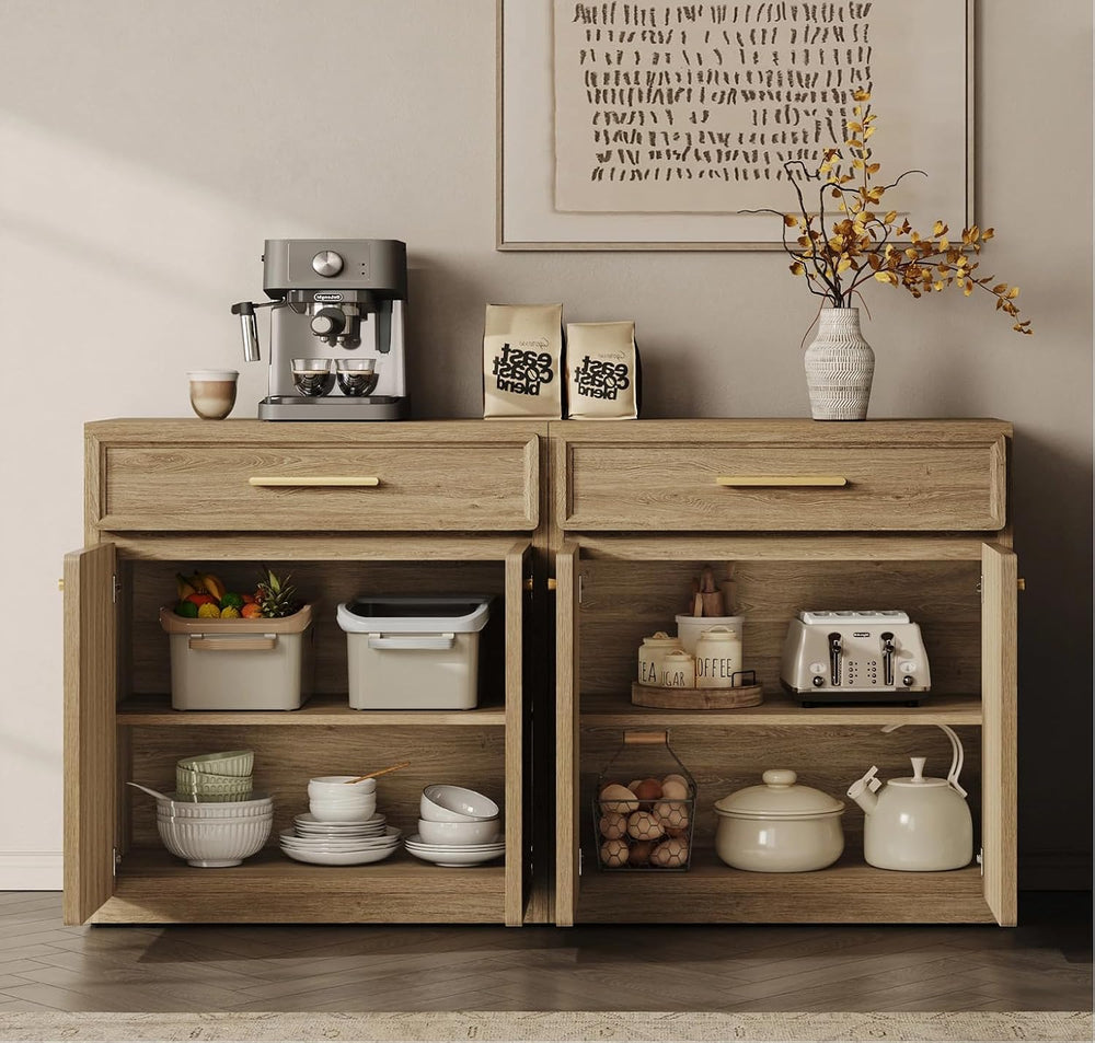 SICOTAS Buffet Cabinet with Storage Tall Modern Accent Storage Cabinet with D...