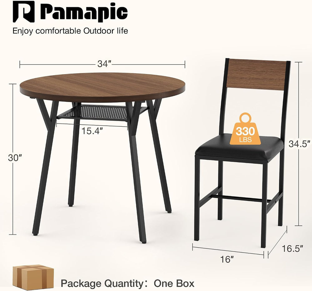 Pamapic Round Dining Table Set for 4, Kitchen Table and Chairs for 4, Dining ...