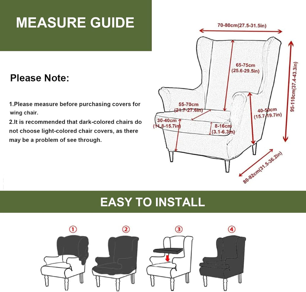 HAOYONG Velvet Wingback Armchair Covers 2-Piece Elastic Stretch Wingback Chai...