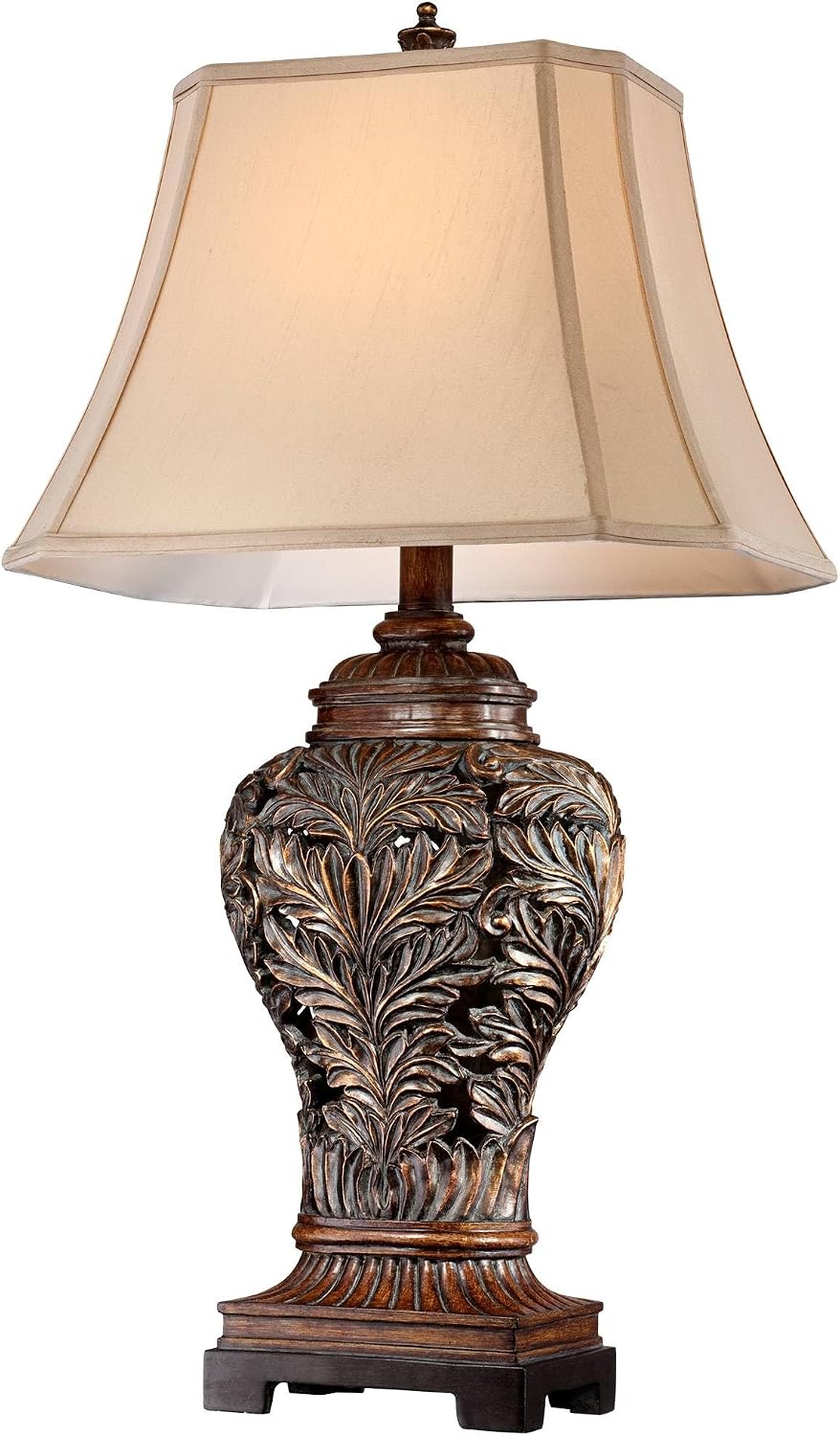 Oak 32 1/2" Bronze Brown Large Table Lamps Set of 2 Leafwork Cottage