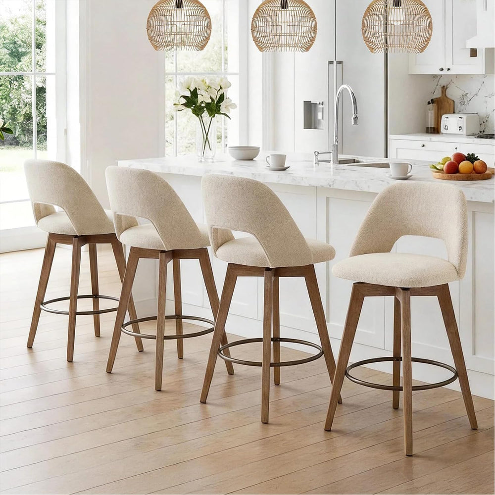 Zesthouse Swivel Bar Stools Set of 2, Wood Counter Height Chairs with Backs |...
