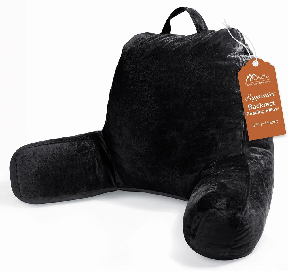 Sasttie Reading Pillow for Bed, Back Pillow for Sitting Up, Black