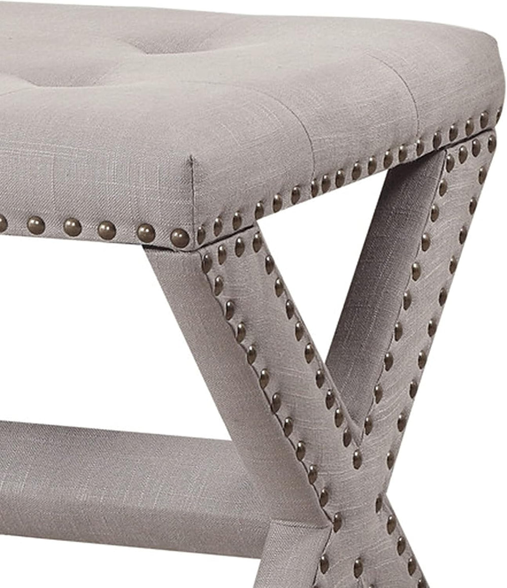 Best Master Furniture Sasha Linen Blend Small Accent Bench with Nailhead Trim...