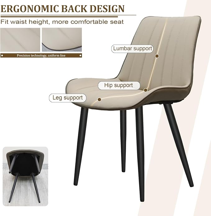 Dining Chairs Set of 2, Leather Modern Kitchen & Dining Room Chairs, Comf...