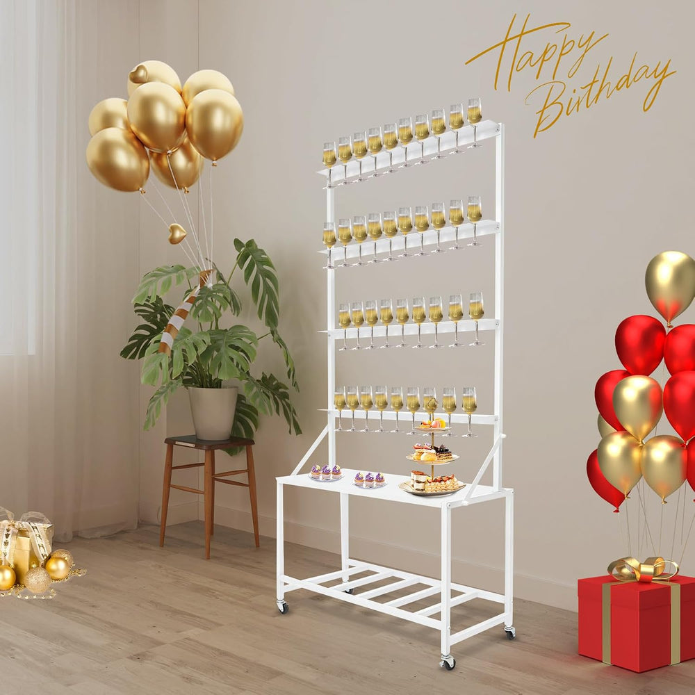 Champagne Wall Holder for Party Hold 40 Glasses, Mobile Champagne Flute Holde...