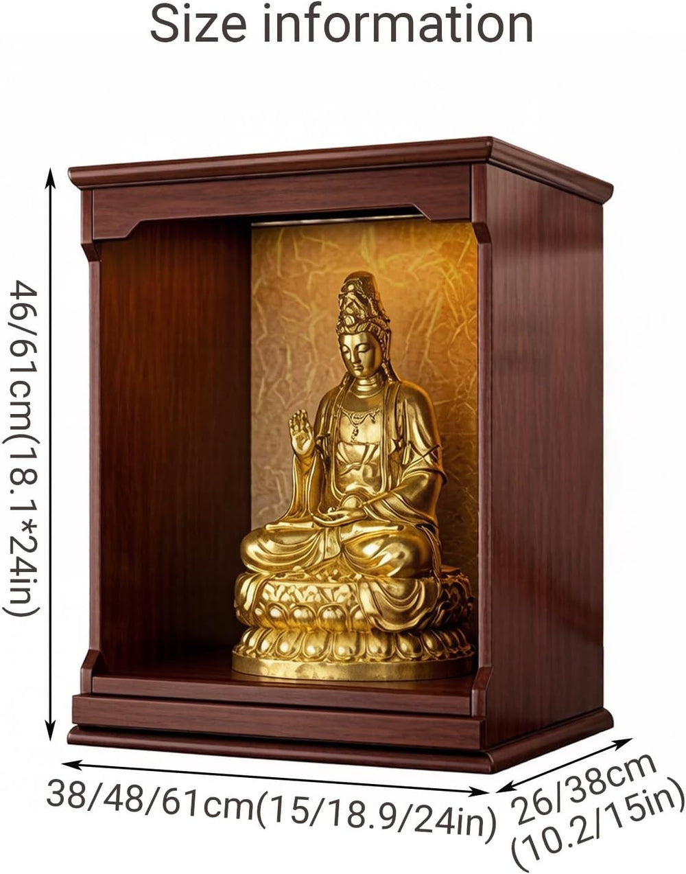 Solid Wood Tabletop Buddhist Table with Pull-Out Drawer, Tribute Personal Shr...