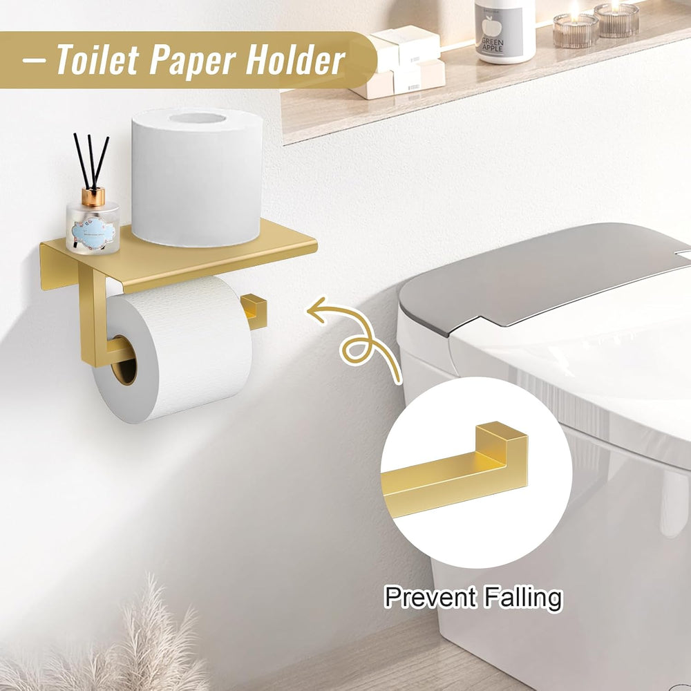 YACVCL Brushed Gold Bathroom Hardware Accessorie Set 23.6 Inch Towel Bar Set ...