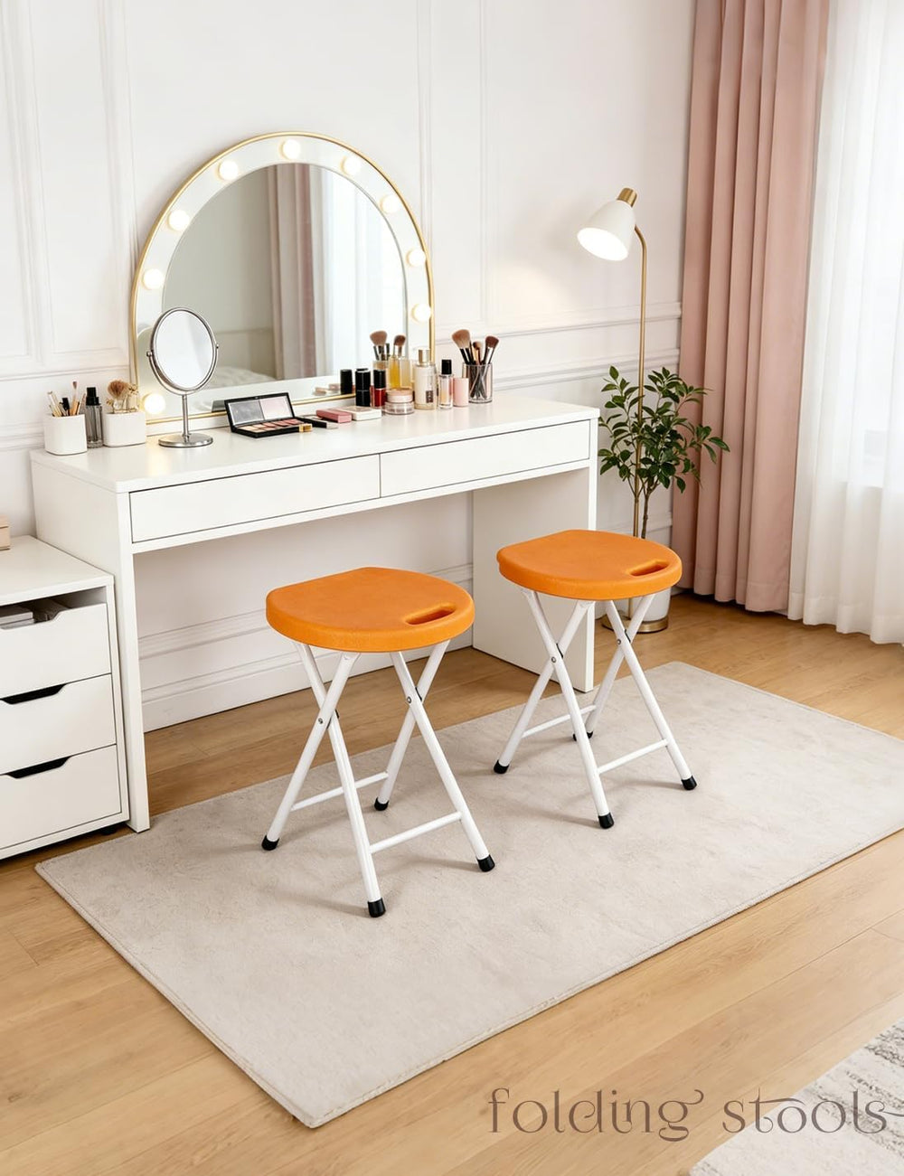 18 Inch Folding Stool with Handle, 2Pcs Orange