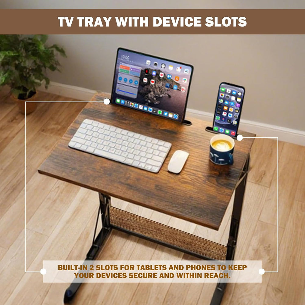 Folding TV Trays Set of 2 , Adjustable Height TV Trays for Eating on Couch | ...