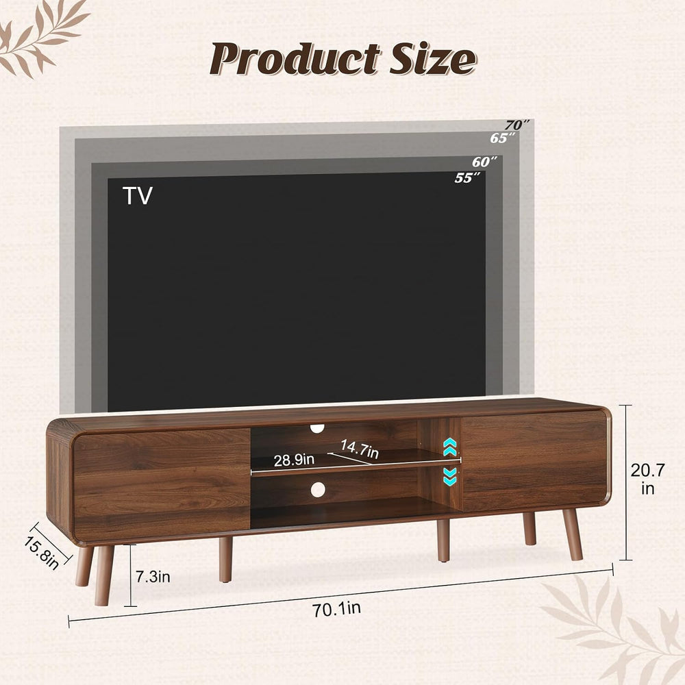 Nasonet 70" Mid Century Modern TV Stand for Tvs up to 80", Entertai...