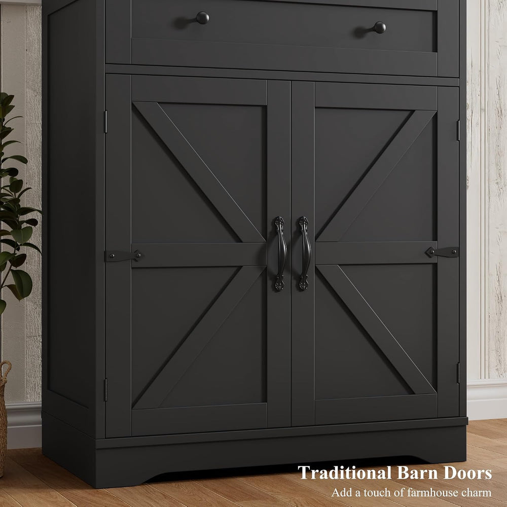 HOSTACK 71" Tall Pantry Cabinet, Farmhouse Kitchen Pantry with Storage S...