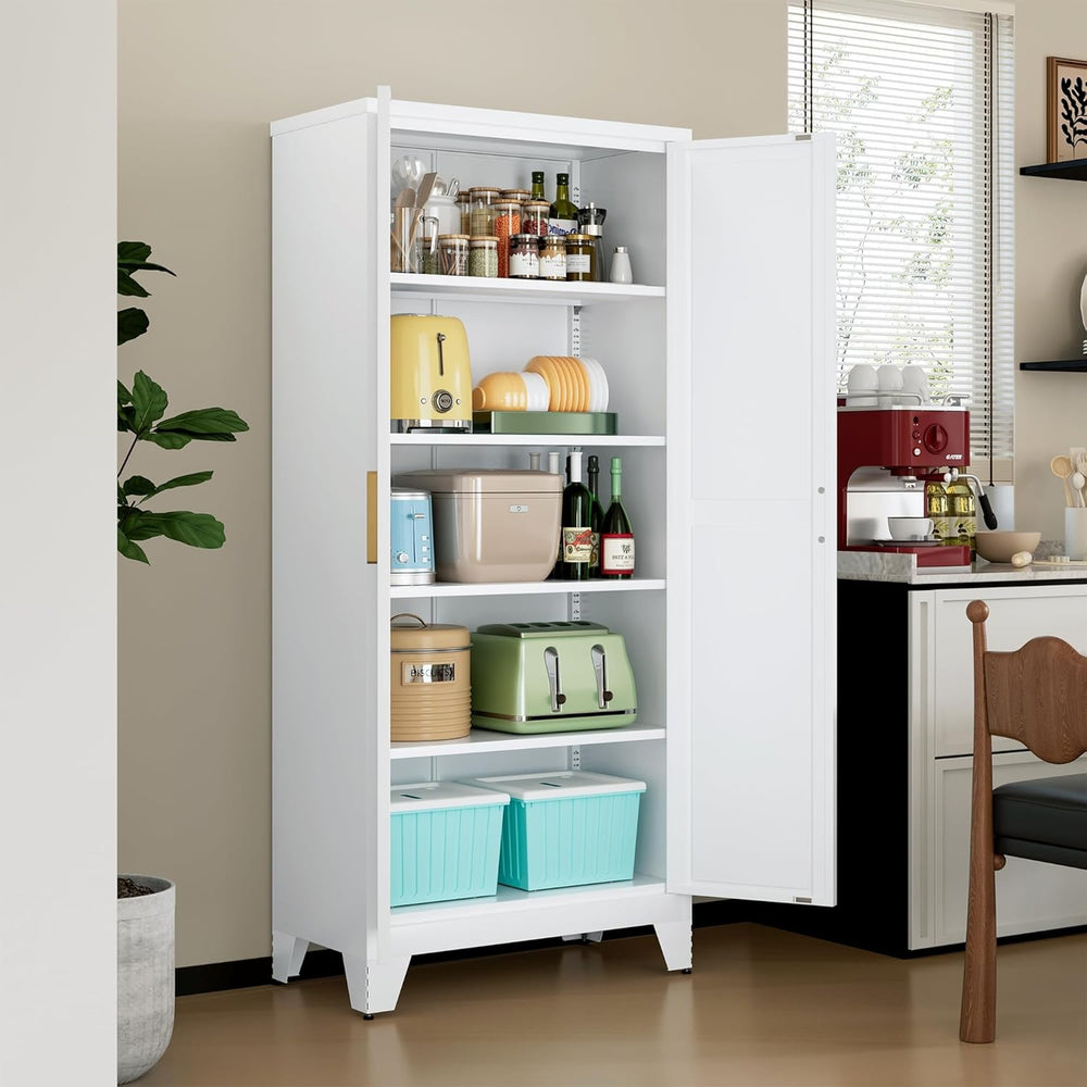 LCAOPC 71" Tall Metal Storage Cabinet with 2 Doors and 4 Adjustable Shel...