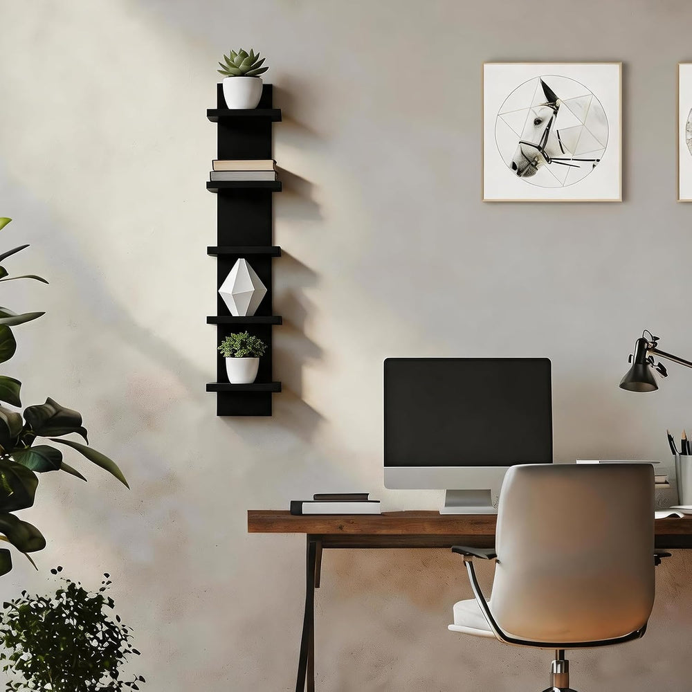 Homaterial Small 5 Tier Wall Shelves, Black
