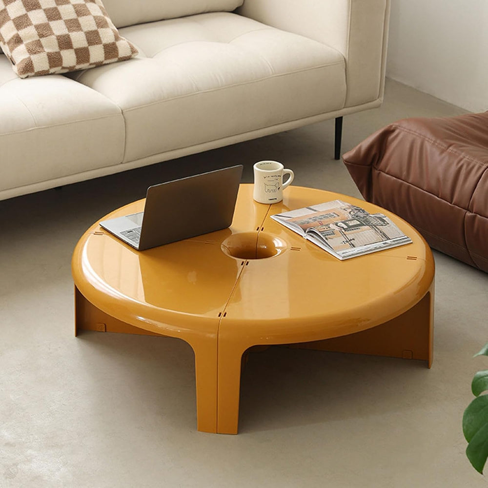 Modular Round Coffee Table Set, 4-Piece Plastic Center Table with Sturdy Base...
