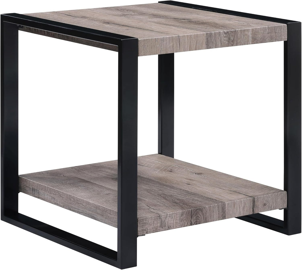 Brown/Gray Finish End Table, Small Side Table for Couch, Bedside Table for Sm...