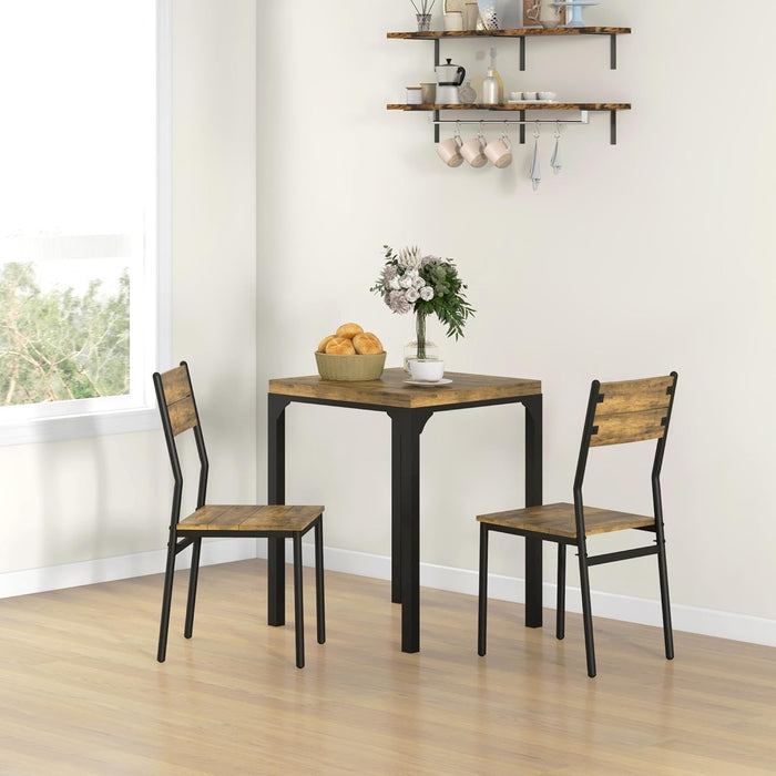 HOMCOM Dining Table Set for 2, Dining Room Set, 3 Piece, Rustic Brown