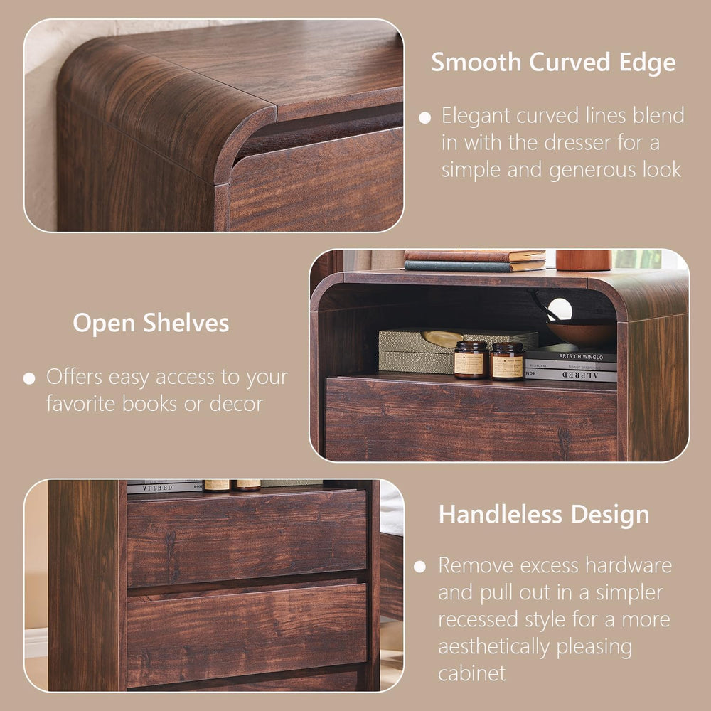 Aitjunz 25" Tall Modern Nightstand with Charging Station, 23.6''...