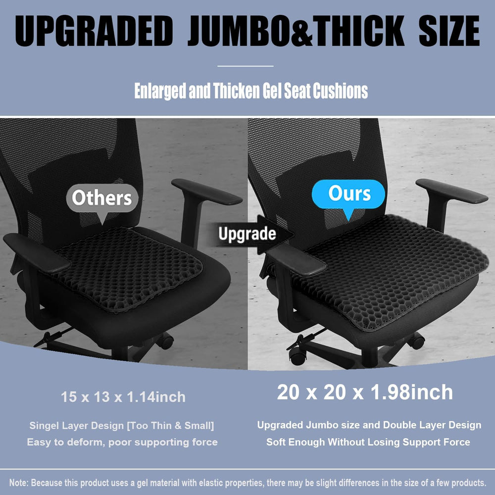 20" Gel Seat Cushion for Long Sitting(Jumbo&Thick) – Office Chair Cu...