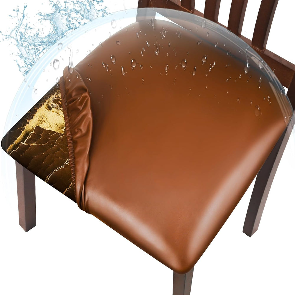 Leather Seat Covers for Dining Chairs Waterproof Chair Seat Covers Set of 6 O...