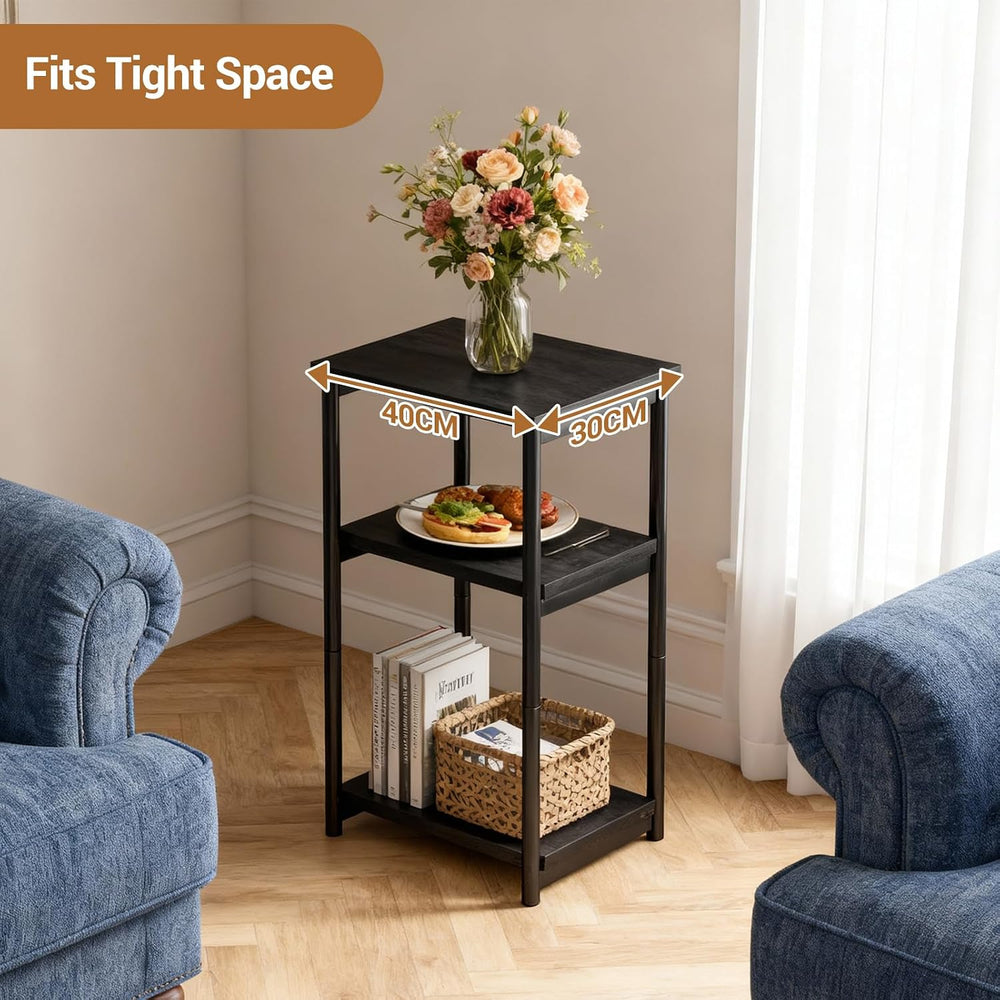 GarveeHome Narrow Side Table, Telephone Table, 3 Shelves, Bedside Table, Narr...