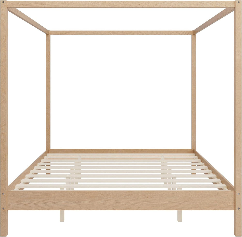 LUMISOL King Size Canopy Bed Frame, Solid Wood 4 Poster Canopy Platform Bed F...