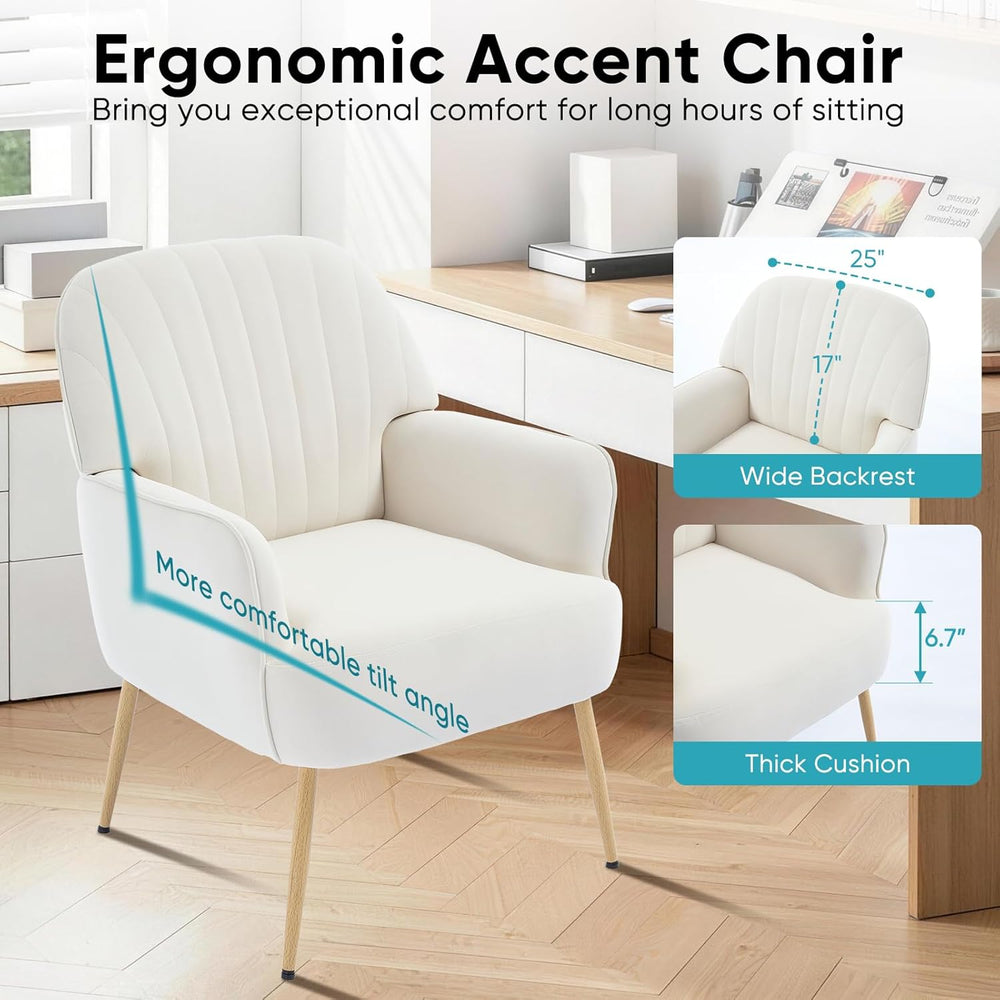 Velvet Accent Chair, Modern Upholstered Single Living Room Chairs with Tufted...