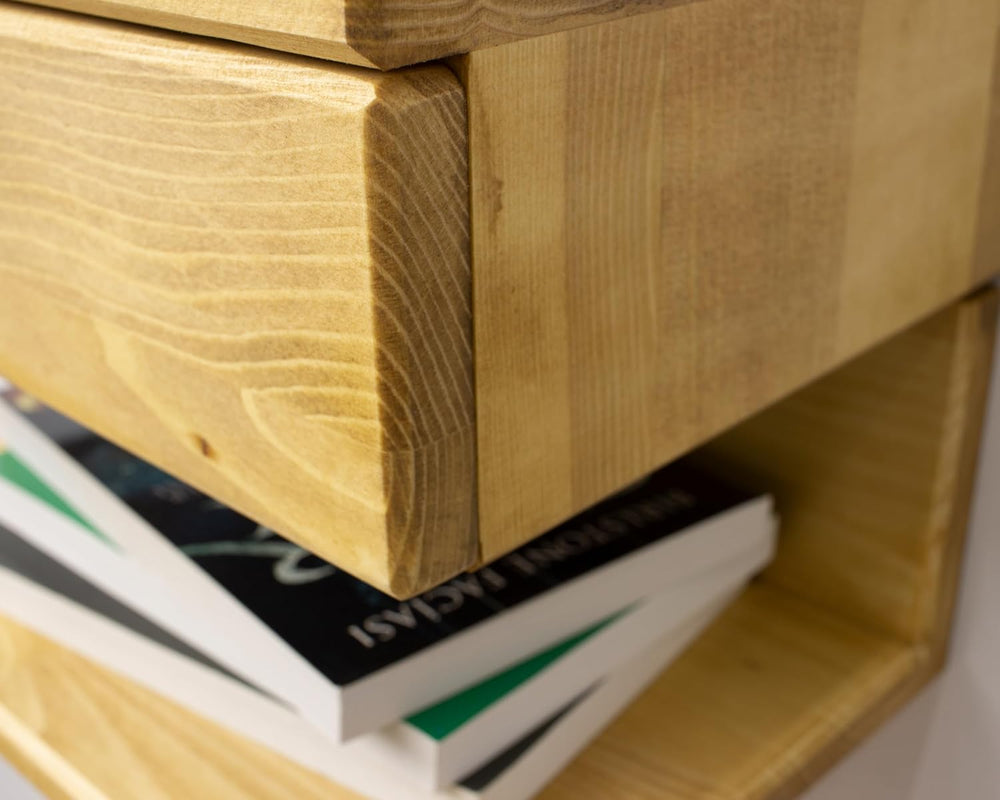 Floating Nightstand Side Accent or End Table with Storage Drawer, Wood Bedsid...