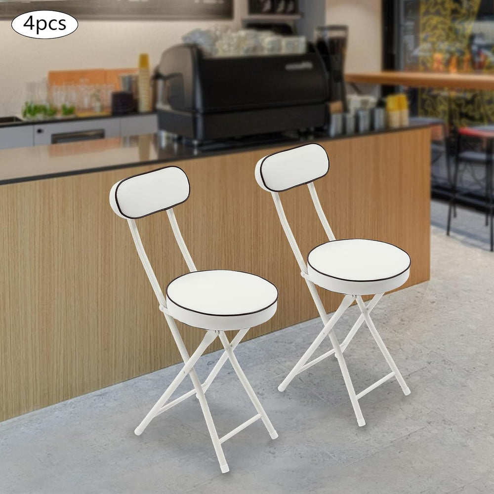 4 Pcs Folding Stool with Backrest Portable Cushioned Padded Folding Stool Fol...
