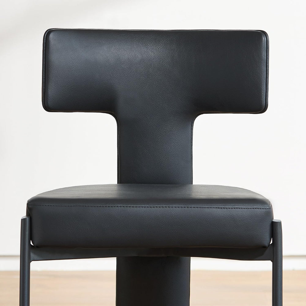 GrandNoor Black Dining Chairs Set of 2,Faux Leather Dining Chairs with Soft C...