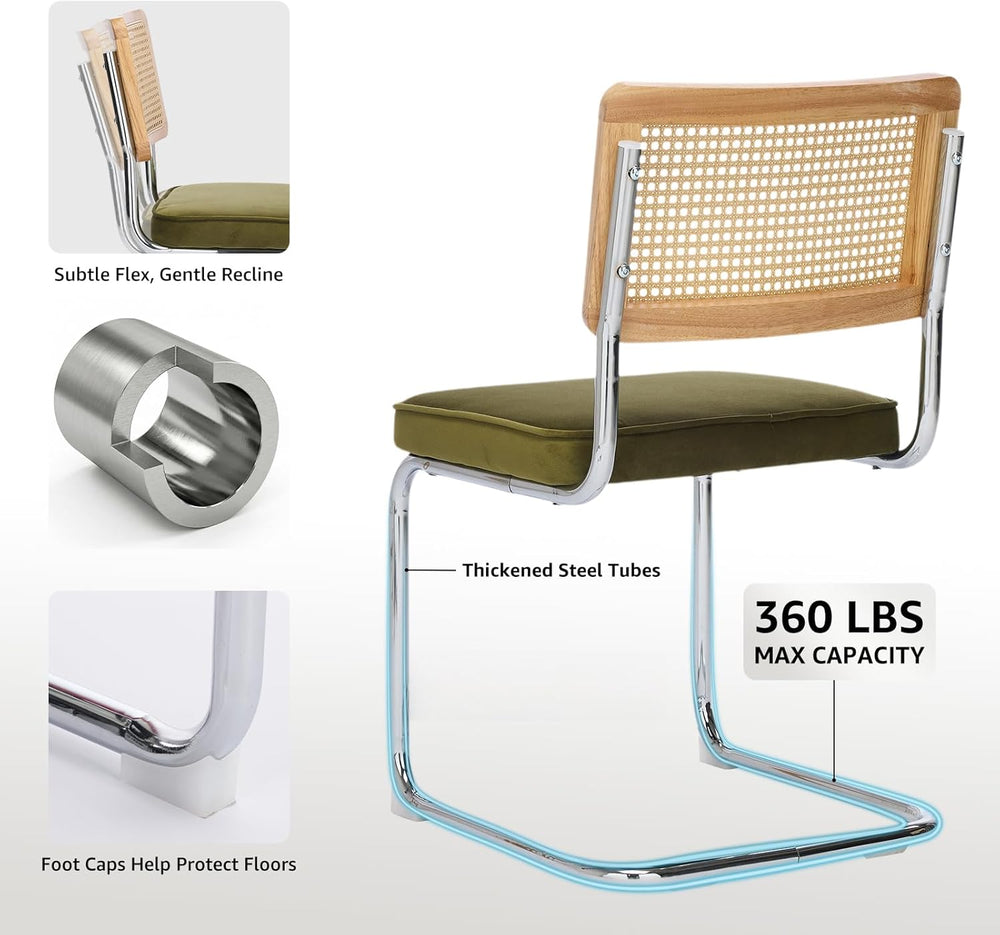 Rattan Dining Chairs Set of 4, Mid-Century Modern Dining Room Chairs with Can...