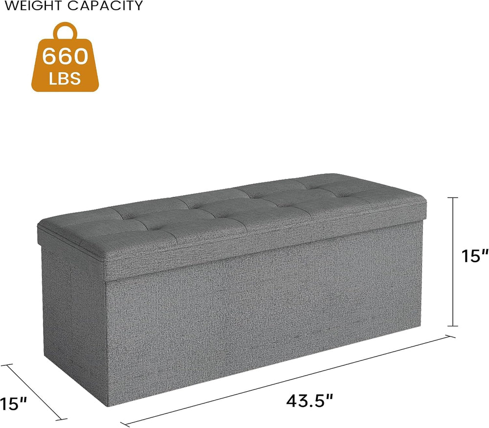 KROFEM 43.5" Folding Storage Ottoman Bench,Rectangle Foot Rest Stool for...
