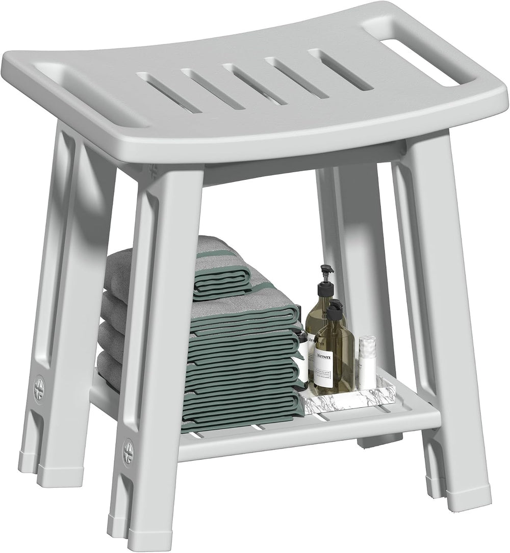 Shower Chair for Inside Shower, Shower Stool with Anti-Slip Foot Covers hold ...