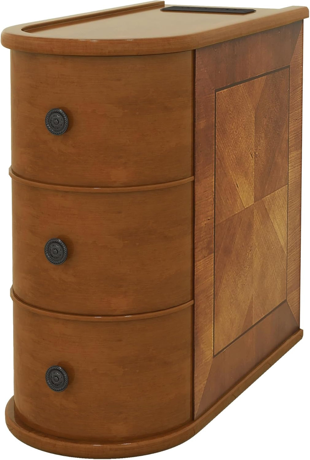 Narrow End Table with Charging Station, Wood Side Table with Drawers for Smal...