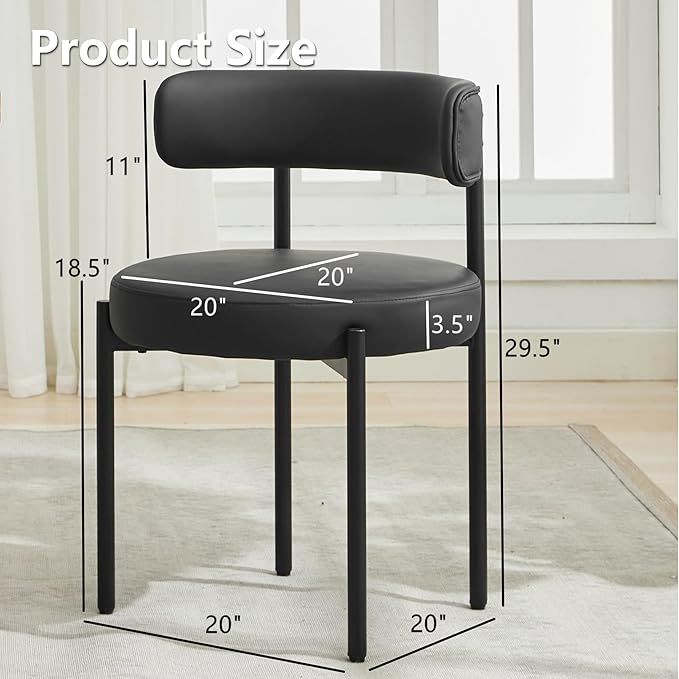 Faux Leather Dining Chairs Set of 2, Mid Century Modern Dining Room Chairs wi...
