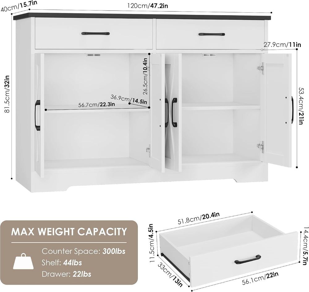 HOSTACK Buffet Cabinet with Storage, 47.2" Kitchen Sideboard Buffet with...